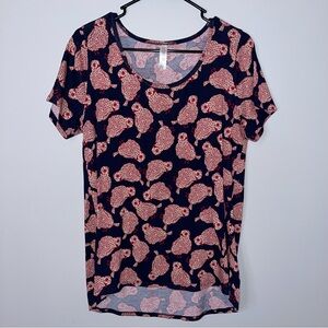 LuLaRoe Navy and Red Short Sleeve Top